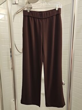 Dennis Basso Regular Luxe Crepe Wide-Leg Pants In Brown. New Without Tags.